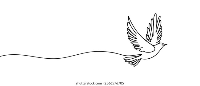 Bird flying with peaceful and freedom conceptual one line drawing continuous