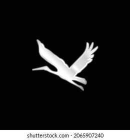 Icono metálico plateado de la forma de vuelo de aves