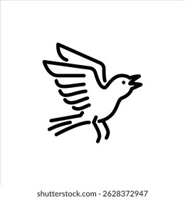 Bird flying and shouting outline icon. Bird fly black line illustration.
