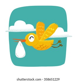 Bird flying in the sky with baggage