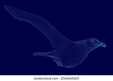 Bird is flying in the sky with a blue background. The bird is in a 3D form, which gives it a sense of depth and realism. The image conveys a feeling of freedom and movement