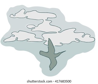 Bird flying in the sky. Vector