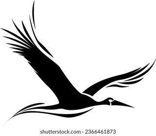 Bird flying tattoo, tattoo illustration, vector on a white background.