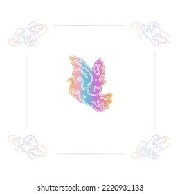 Bird flying tattoo silhouette vector set. pigeon and dove. Biology hand drawn logo.Flock of birds ornament. gift card design.graphic decor. gradient