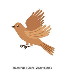 Сute bird is flying. Vector illustration on a white background.