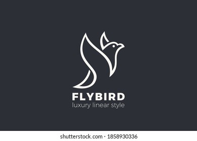 Bird Flying Wings Logo Abstract design vector template Elegant style. Luxury Fashion Cosmetics Logotype Dove concept icon.