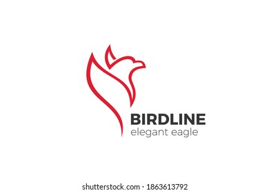 Logo de Alas volantes de aves Plantilla vectorial de diseño abstracto estilo elegante. Icono de concepto de silueta lineal del halcón alzado del águila.
