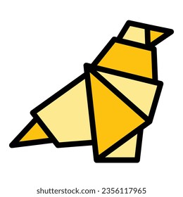 Bird folded icon outline vector. Origami animal. Polygon art color flat