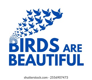 Bird font typography is flying like a dove and pigeon, Birds negative  birds wordmark logo, league spartan font birds logo, animal blue unique alphabetical logo, art of logo, fancy illustration text.