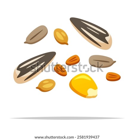 Bird food mixed seeds vector isolated illustration