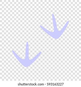 Bird footprint sign. Vector. Periwinkle icon on transparent background.