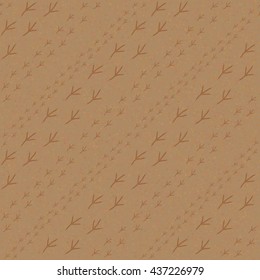 Bird footprints on the sandy background. Seamless pattern. Summertime. Endless texture. Bird footprints backdrop. For decoration, wallpaper, web-page, surface textures. Pattern fills.
