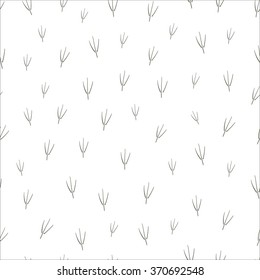 Bird footprints on a white background. Seamless pattern. Vector Illustration.
