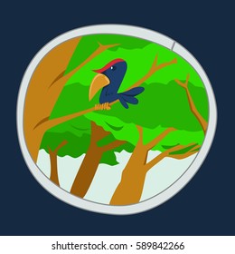 bird in forest vector illustration design