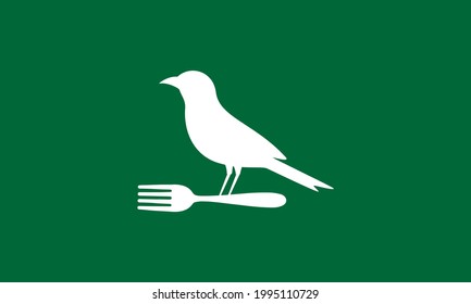  bird with fork logo vector icon illustration design