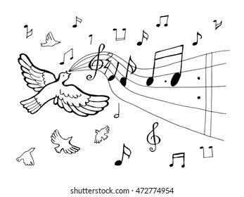 bird formed from a music notation singing