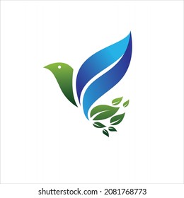 bird formed wings leaf logo vector design template