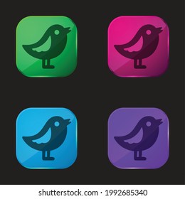Bird four color glass button icon