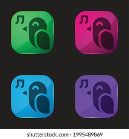 Bird four color glass button icon