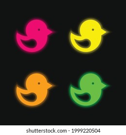 Bird four color glowing neon vector icon