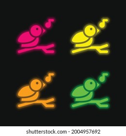 Bird four color glowing neon vector icon
