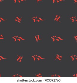 Bird and fox ink drown pattern on black