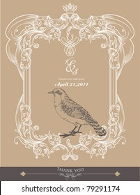 bird frame vintage book cover design