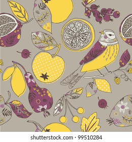 Bird in a fruit Garden Deco Tile