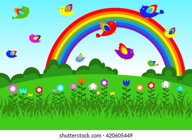 bird in garden and flower