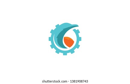 bird and gear logo vector icon
