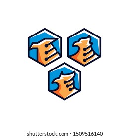 bird geometry logo technology icon vector
