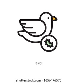 Bird germs, pathogenic bacteria, or viruses flat vector icon for science research apps and websites, black outlined icon on white background