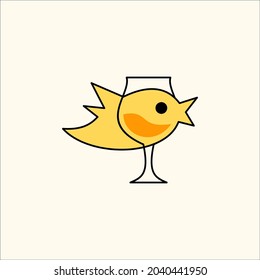 bird in glass logo vector illustration