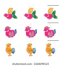 Vector de linterna de papel de vidrio para pájaro