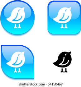 Botones web brillantes y vibrantes con pájaro.