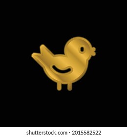 Bird gold plated metalic icon or logo vector