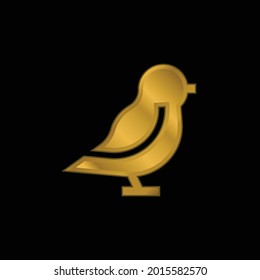 Bird gold plated metalic icon or logo vector
