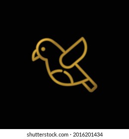 Bird gold plated metalic icon or logo vector