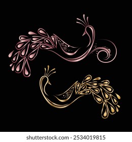 
bird, golden, luxury logotype, peacock logo, vector