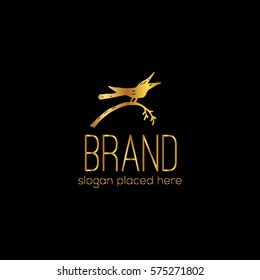 Bird golden vector logo design template. 