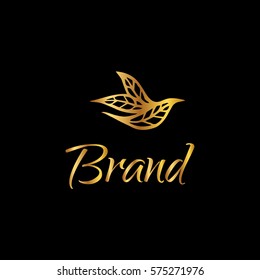 Bird golden vector logo design template. 