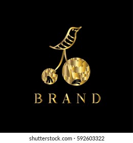 Bird golden vector logo design template