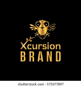 Bird golden vector logo template
