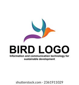 Diseño del logotipo de color gradiente de pájaro