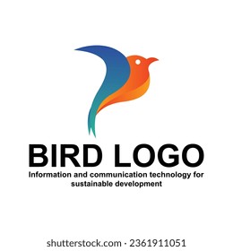 Diseño del logotipo de color gradiente de pájaro