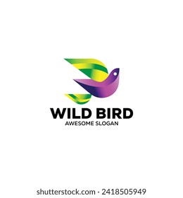  ilustración vectorial de diseño de logotipo colorido gradiente de pájaro 