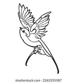 bird graphic design vector illustration,art tattoo sketch,hand draw,print use