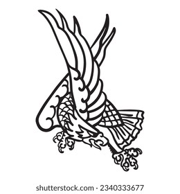 diseño gráfico de ave ilustración vectorial, dibujo de tatuajes de arte, dibujo a mano, uso de impresión