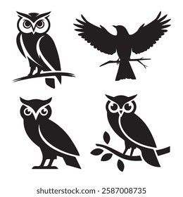 Bird graphics icon set on a white background 