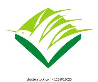 Bird grass abstract logo